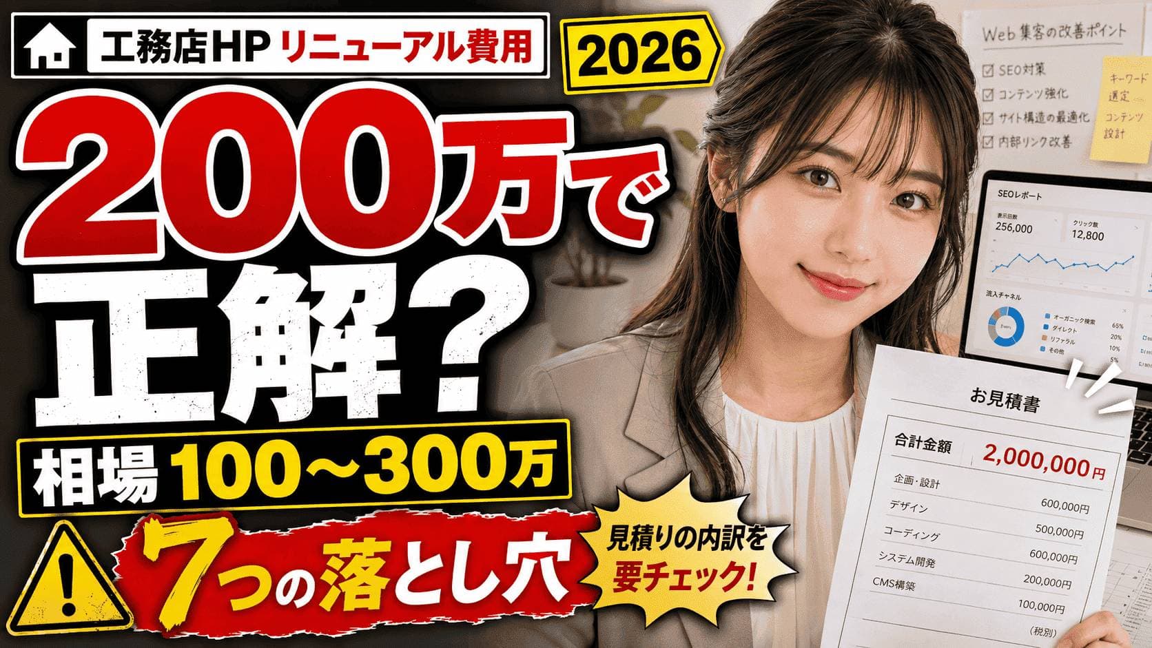 工務店ホームページのリニューアル費用相場と7つの落とし穴を価格帯別に整理した図解